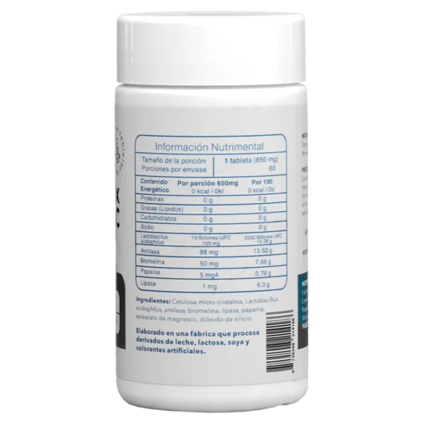 Essentials Enzime Mix + Probiotic 60 Tabletas Informacion nutricional