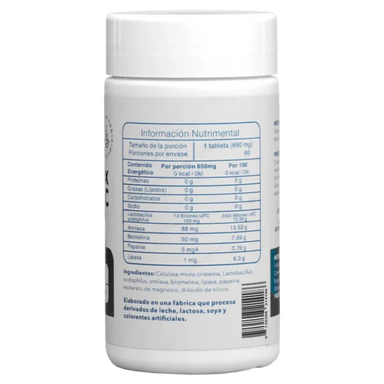 Essentials Enzime Mix + Probiotic 60 Tabletas Informacion nutricional