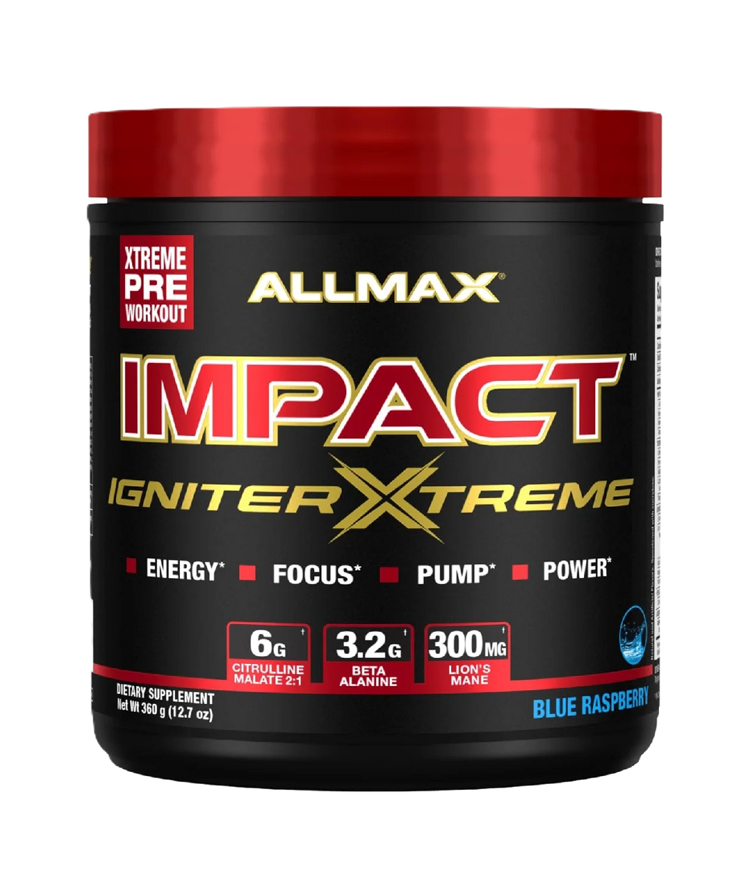 Allmax Impact Igniter Extreme Pre Entreno 300Gr 20/40 Servicios blue raspberry