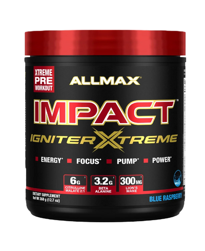 Allmax Impact Igniter Extreme Pre Entreno 300Gr 20/40 Servicios blue raspberry
