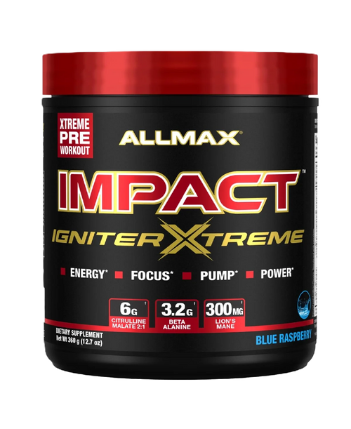 Allmax Impact Igniter Extreme Pre Entreno 300Gr 20/40 Servicios blue raspberry