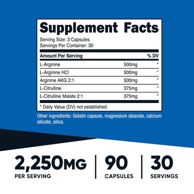 Nutricost Nitric Oxide Booster 90 Tabs Informacion nutricional 2