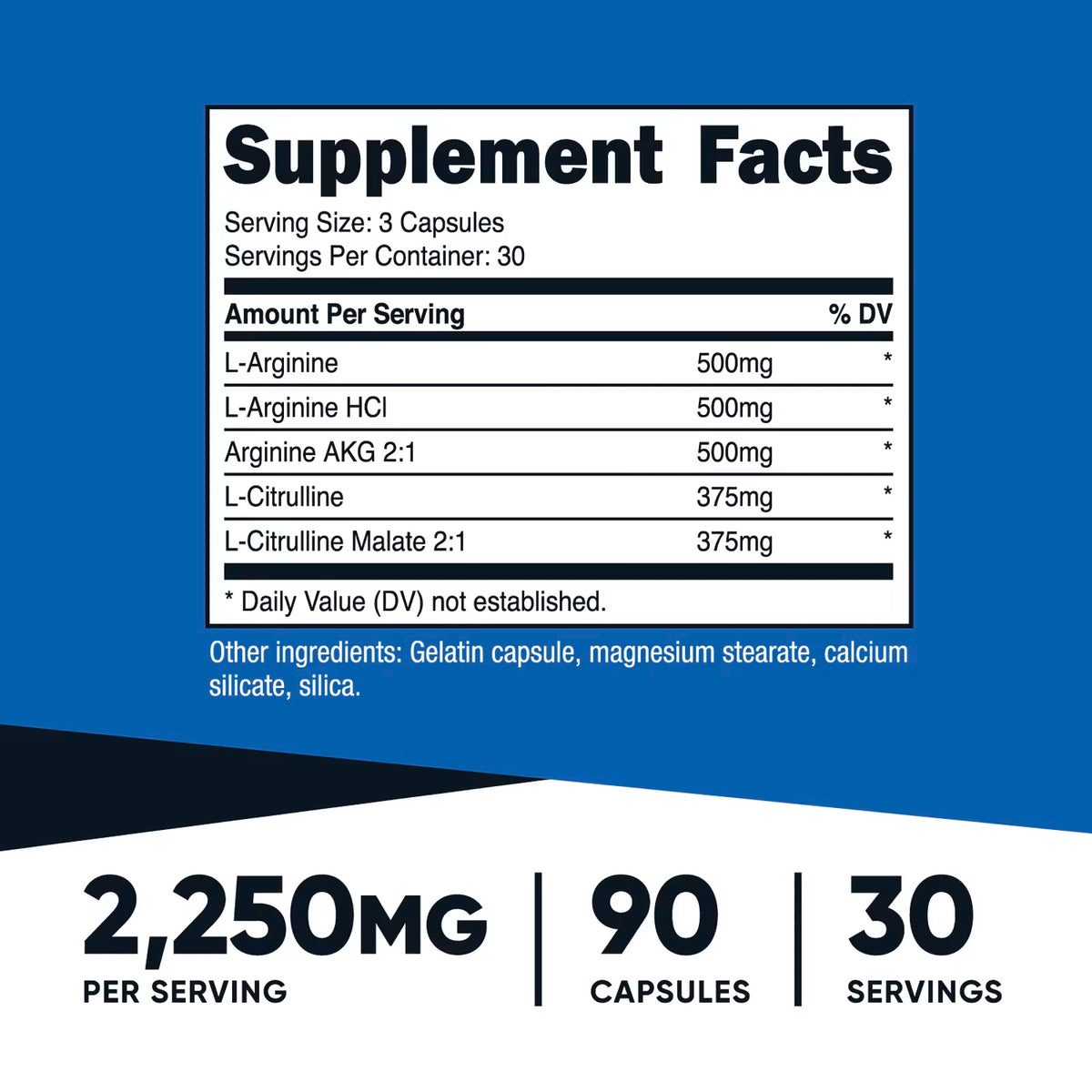 Nutricost Nitric Oxide Booster 90 Tabs Informacion nutricional 2