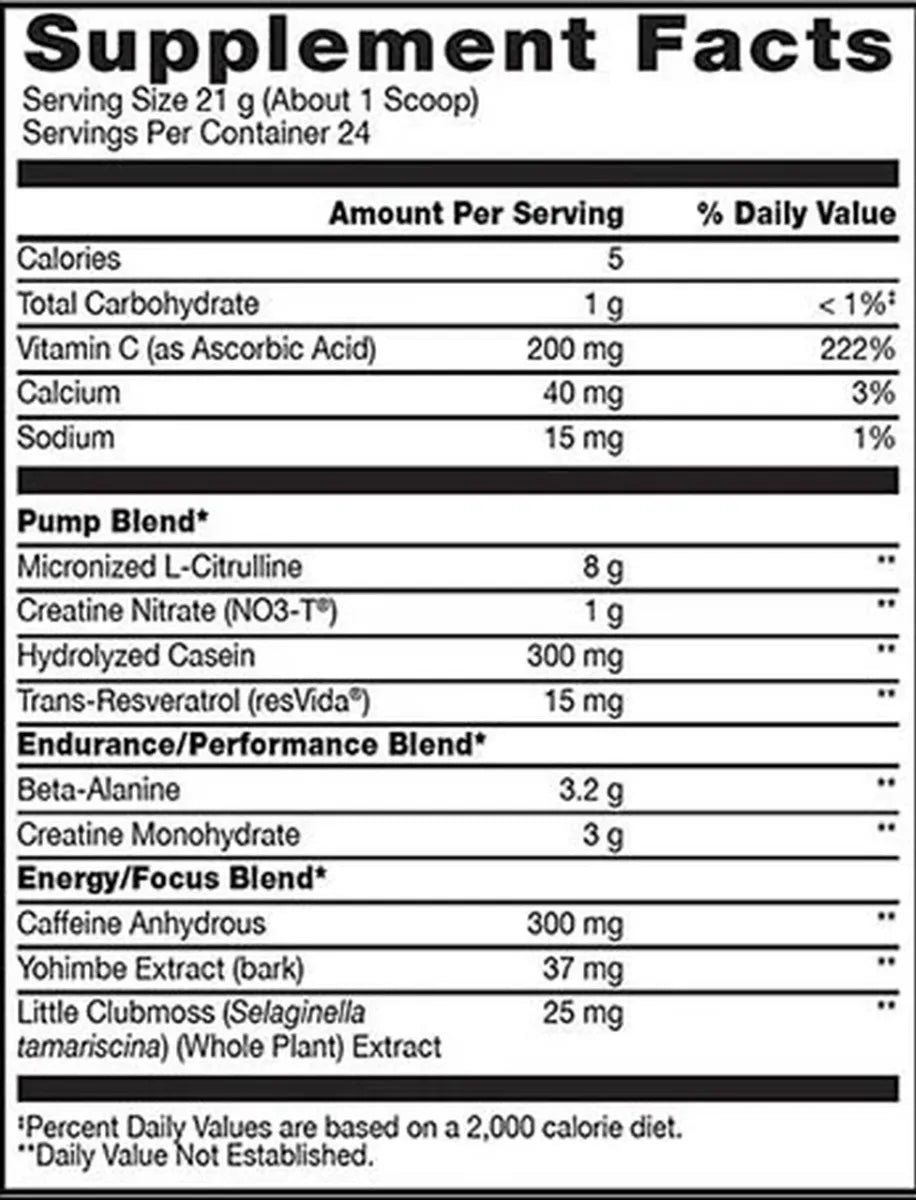 BSN No-Xplode Vaso Pre Entreno 504Gr 24 Servicios informacion nutricional