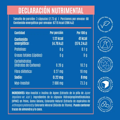 Birdman Myo-Inositol 180 Capsulas Informacion nutricional