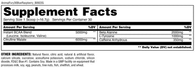 Universal Animal Fury 30 servicios informacion nutricional