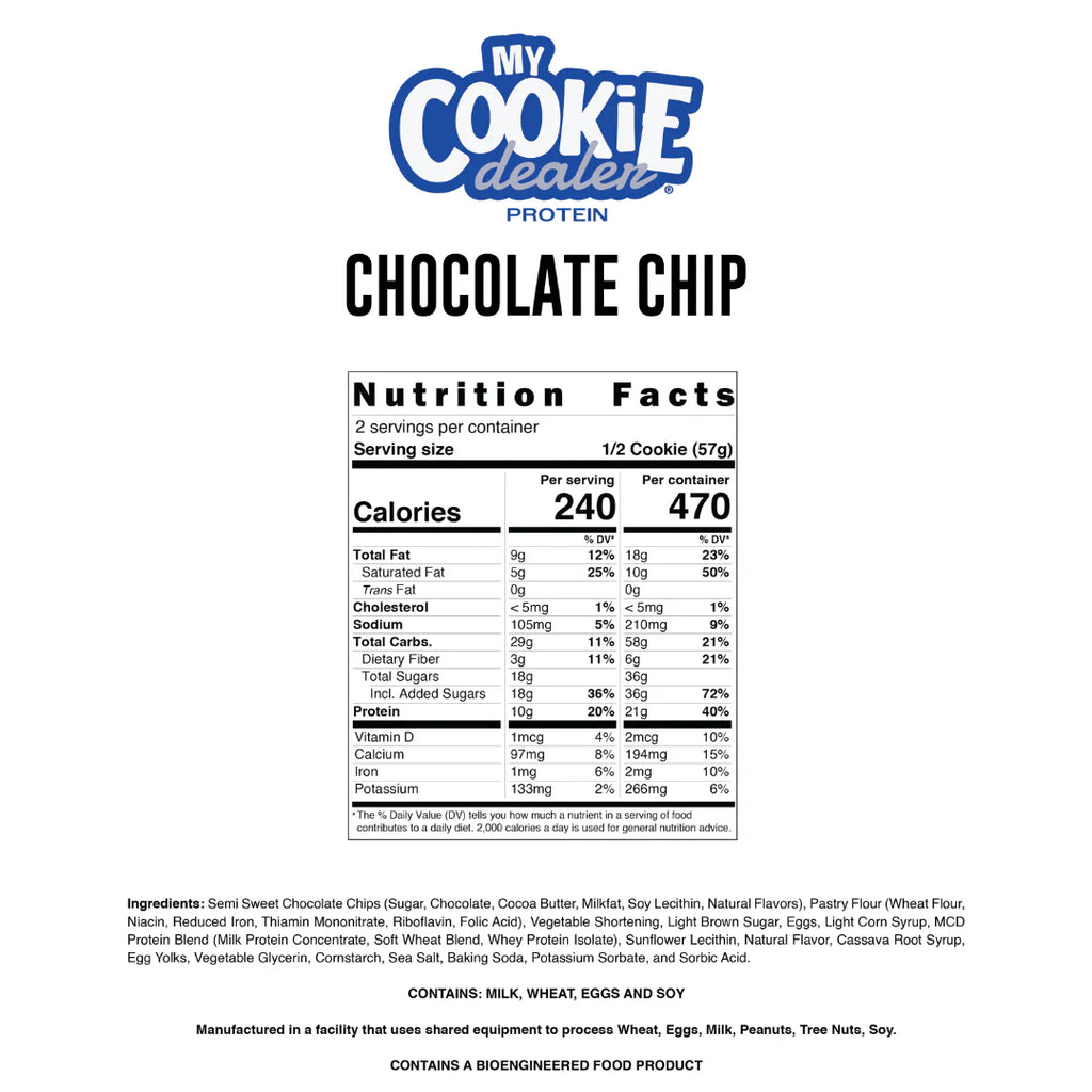 Raw Nutrition My Cookie Dealer 12 Galletas Chocolate Chips informacion nutricional