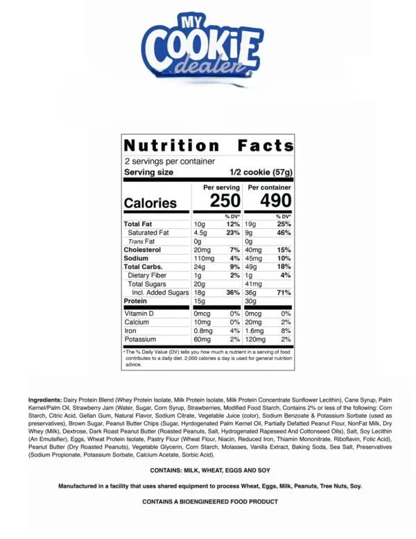 Raw Nutrition My Cookie Dealer 12 Galletas Most Loved Childhood Cupcake Informacion nutricional