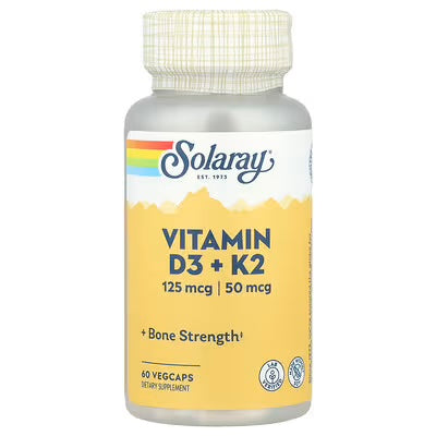 Solaray Vitamina D3 125mcg+ K2 50 mcg, 120 Cápsulas Vegetales