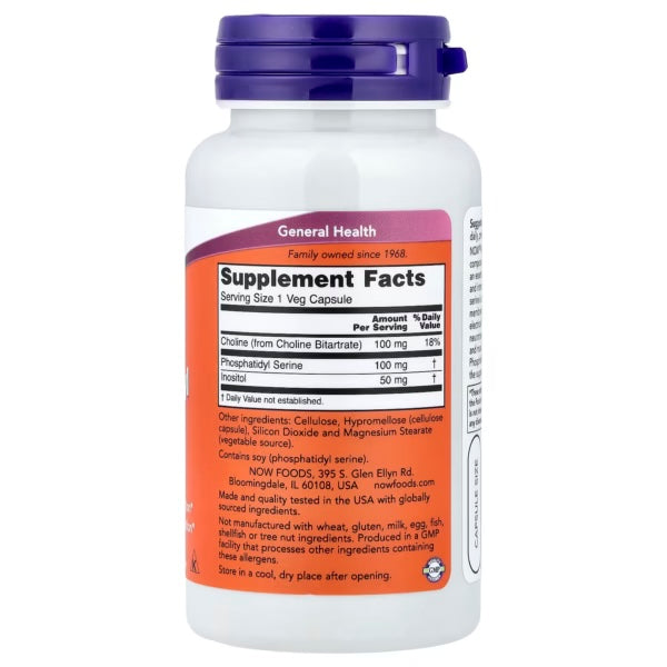 Now Foods Phosphatidyl Serine 100 Mg 60 Veg Cap Informacion nutricional