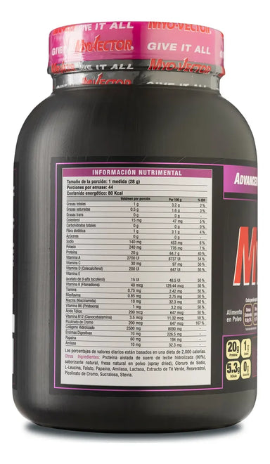 Myo Vector Femme Proteina Hidrolizada 1.2 Kg 3 Lbs 44 Servicios Informacion nutricional