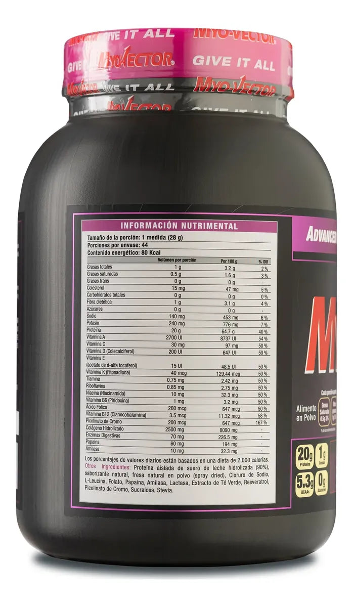Myo Vector Femme Proteina Hidrolizada 1.2 Kg 3 Lbs 44 Servicios Informacion nutricional