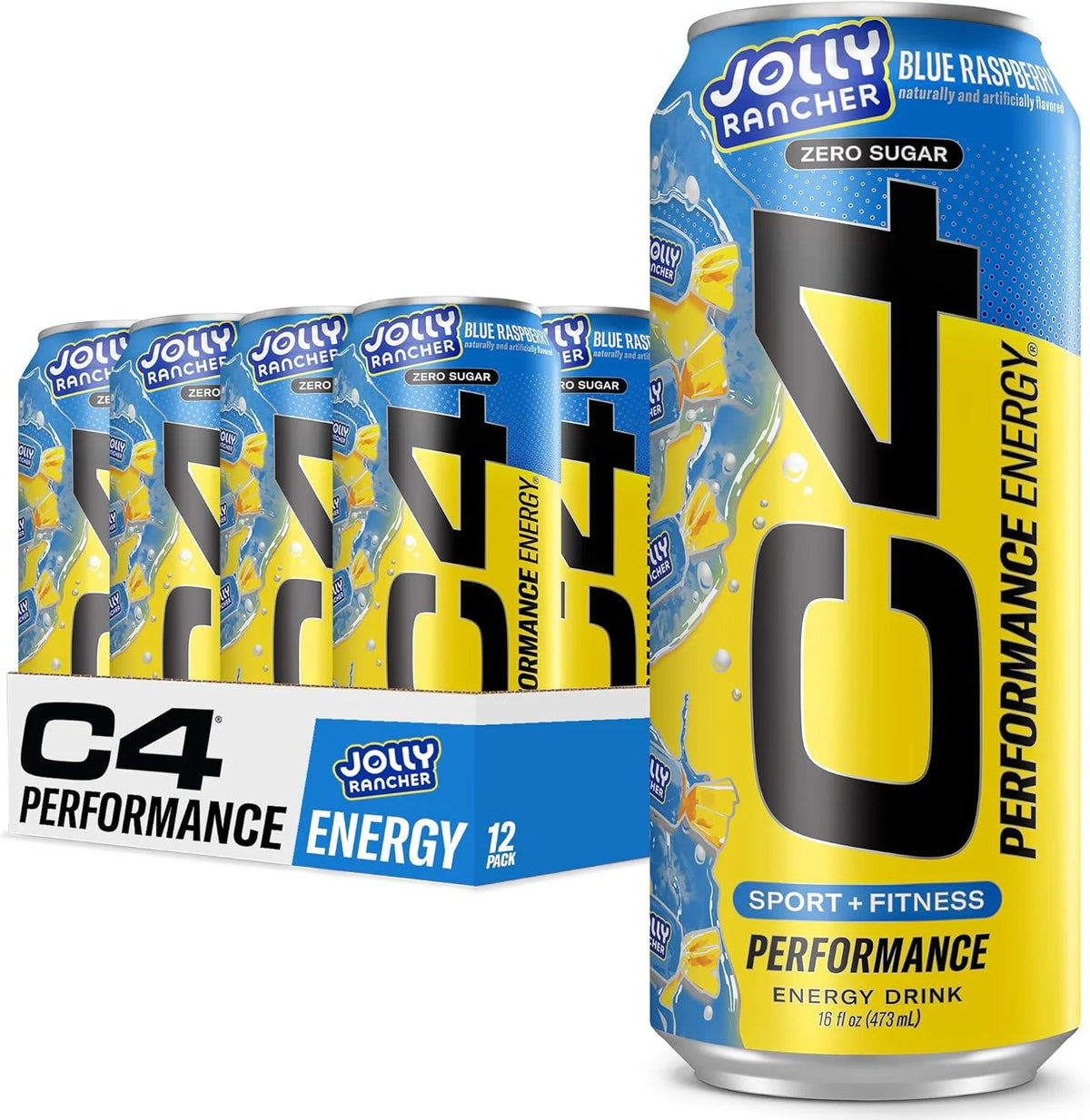 Cellucor C4 Energy Drink 16oz 12 Pack Jolly Rancher blue razz
