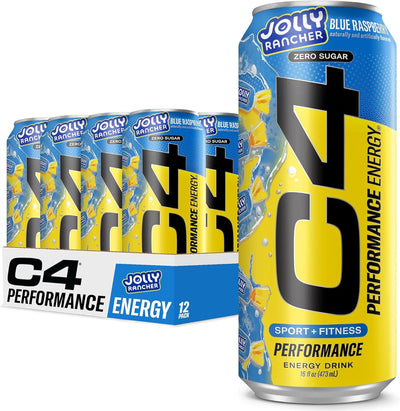 Cellucor C4 Energy Drink 16oz 12 Pack Jolly Rancher blue razz