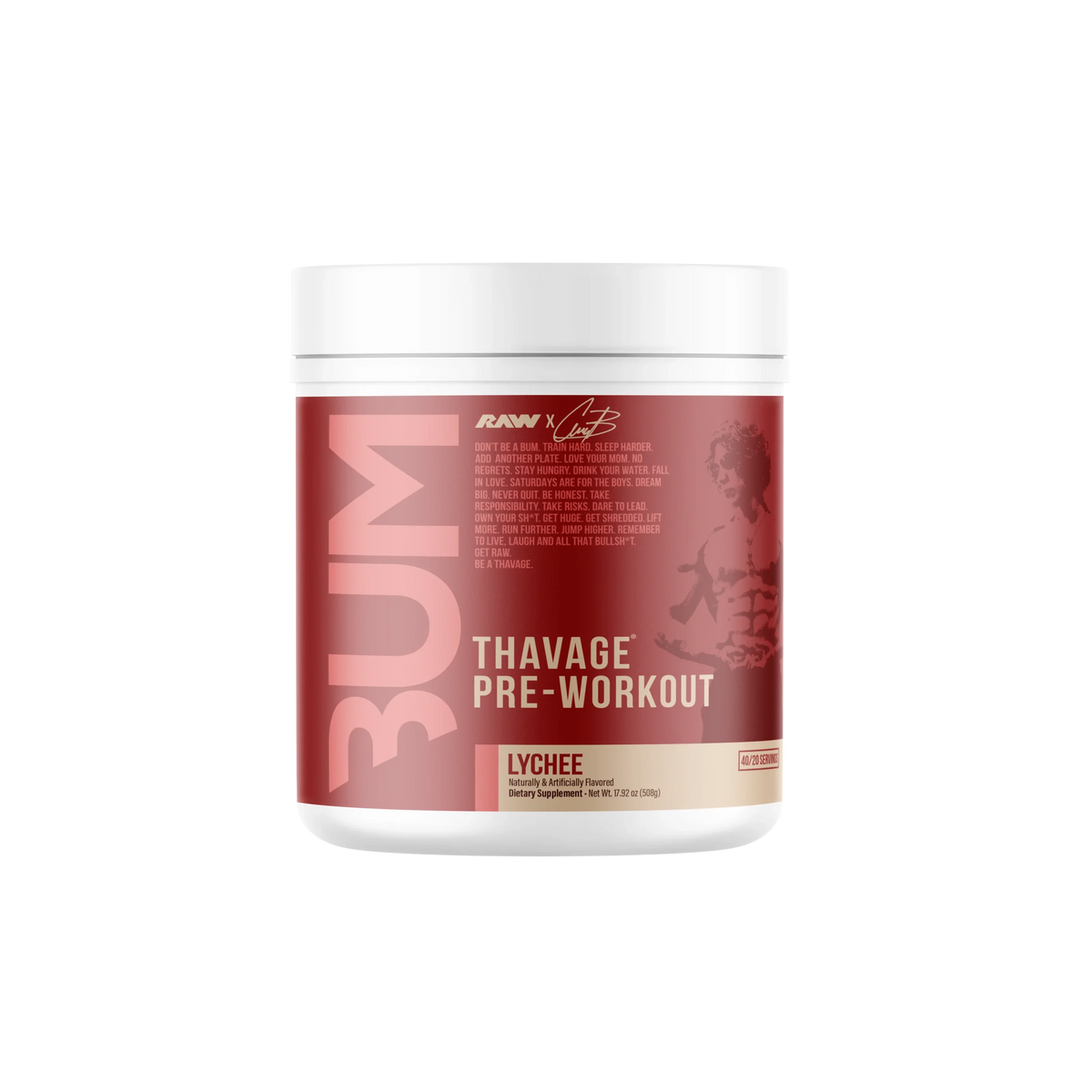 Raw Nutrition Bum Thavage Pre Entreno 40 Servicios lychee