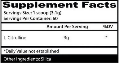 Insane Labz Citrulina 60 Servicios Pre Entreno informacion nutricional
