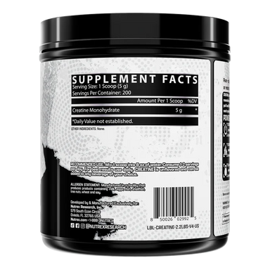 Nutrex Creatina Monohidratada 1 kg 200 Servicios informacion nutricional