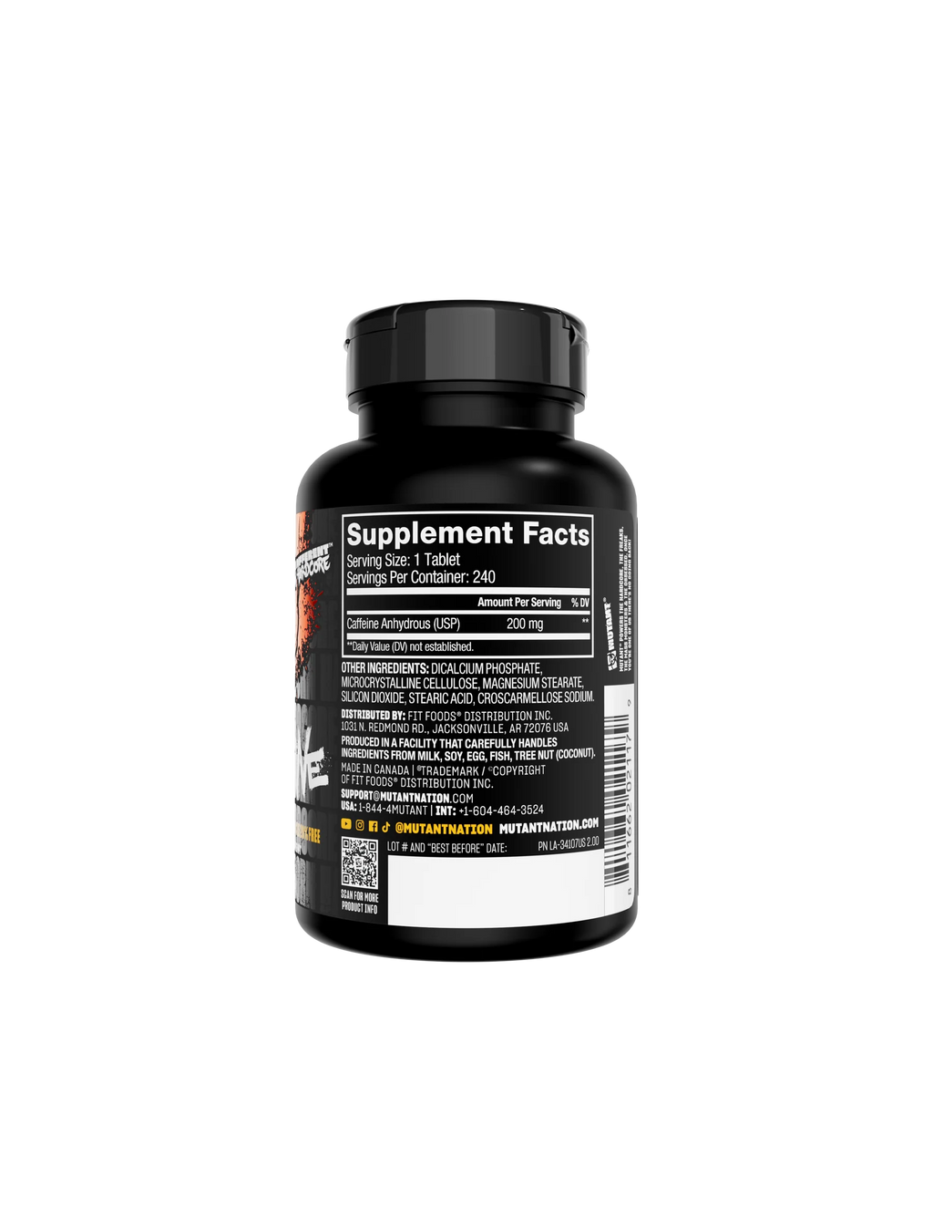 Mutant Caffeine 240 cap INFORMACION NUTRICIONAL