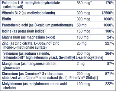 Life Extension Two-Per-Day Multivitaminico 120 Cápsulas Informacion nutricional 2