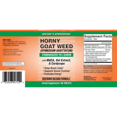 WHP Horney Goat Weed 60 Tabletas informacion nutricional