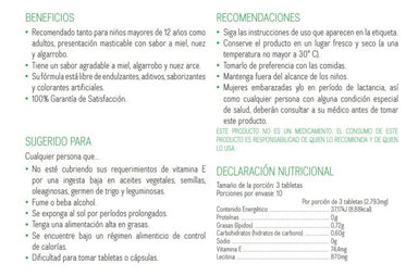 Nutrilite Lecitina + Vitamina E 60 Tabletas Masticables informacion nutricional