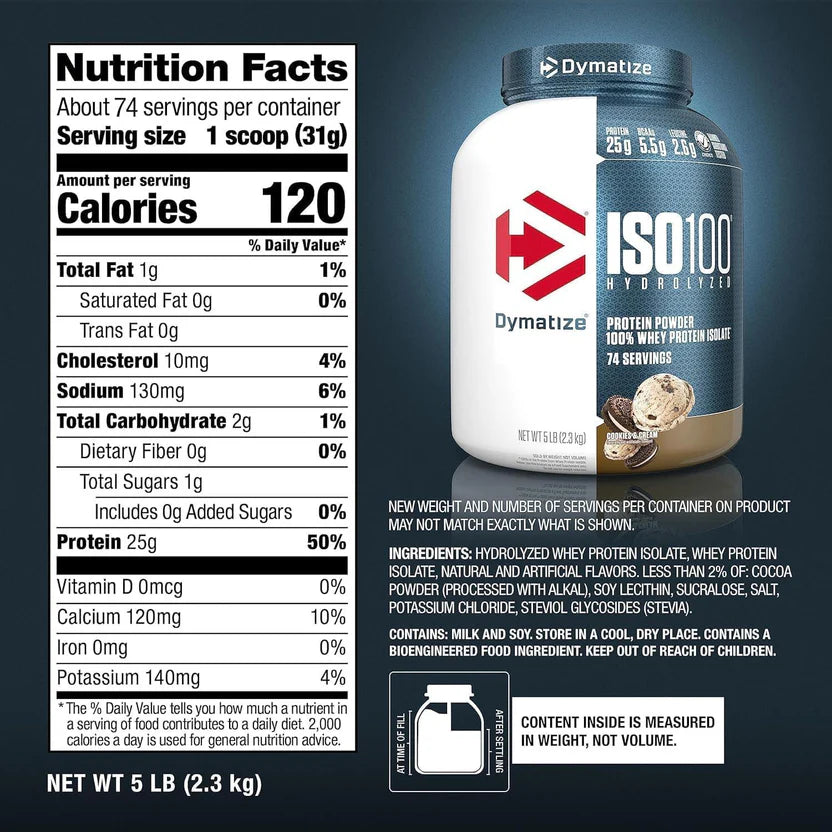 Dymatize Proteina Iso 100 5 Lbs 70 servicios Informacion Nutricional