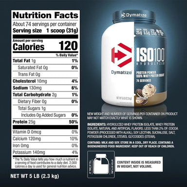 Dymatize Proteina Iso 100 5 Lbs 70 servicios Informacion Nutricional