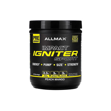 Allmax Impact Igniter Sport Pre Entreno 50 servicios peach mango portada