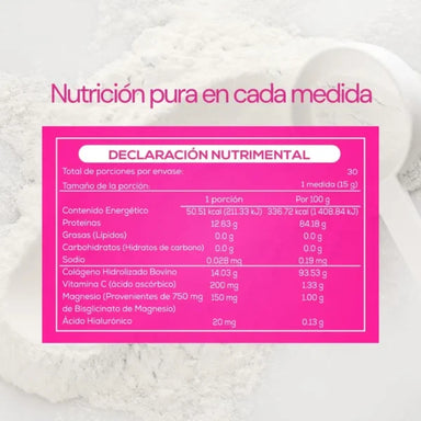 CaroFit Colageno Hidrolizado 450gr 30 Servicios Informacion nutricional
