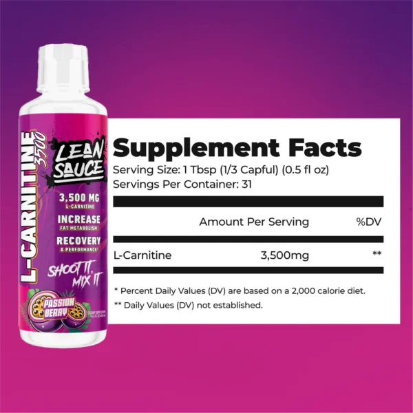 Pump Sauce Lean Sauce L-Carnitina 3500mg Passion Berry Informacion nutricional