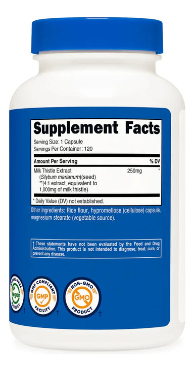 Nutricost Milk Thistle 120 Capsulas Informacion nutricional