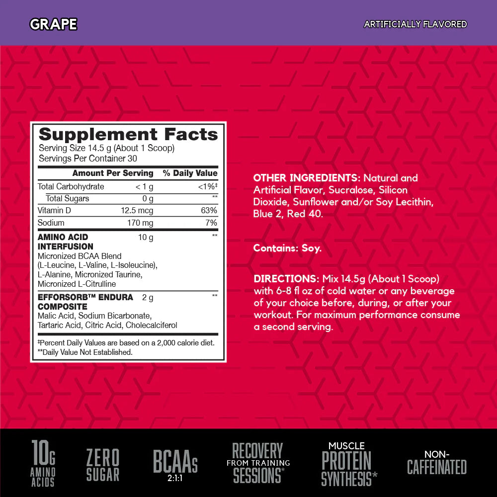 BSN Amino X 30 Servicios. Aminoácidos informacion nutricional