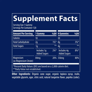 Trace Minerals Magnesium Gummies 120 Tangerina Informacion nutricional