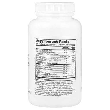 Now Foods Hair Skin & Nails 90 Caps Informacion nutricional
