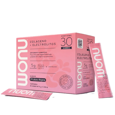 Wonu Colágeno + Electrolitos 30 Sobres De 12g c/u Sabor Frutos Rojos