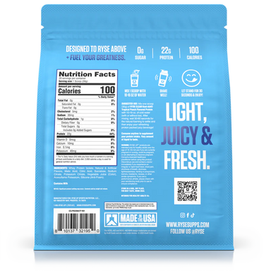 Ryse Clear Protein 580gr 20 Servicios Kool Aid Tropical Punch  Informacion nutricional