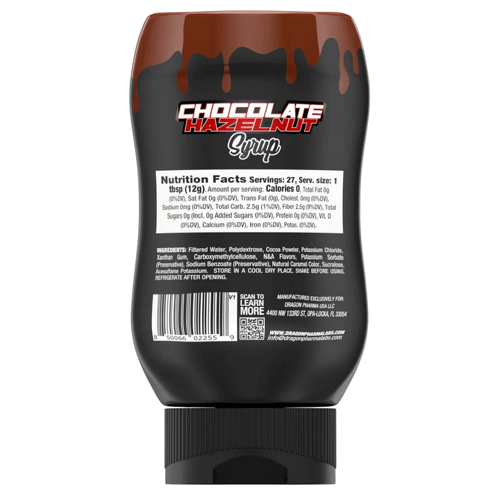 Dragon pharma dips chocolate hazelnut 335gr Informacion nutricional