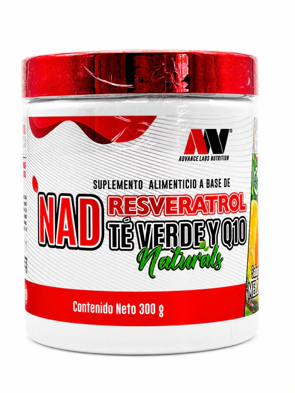 Advance Nutrition NAD, Resveratrol, Té Verde & Q10 60 Serv Sabor a Melon