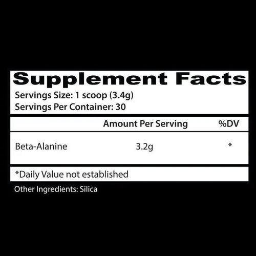 Pre Entreno Insane Labz Beta Alanina 30 Porciones informacion nutricional