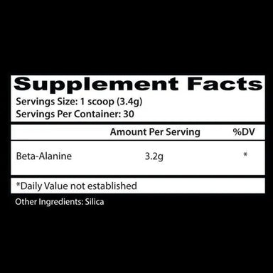 Pre Entreno Insane Labz Beta Alanina 30 Porciones informacion nutricional