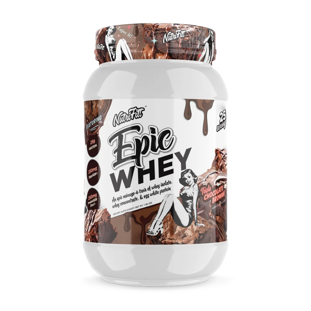Nutrifitt epic whey 1.73lbrs 25servicios Proteina Triple Chocolate brownie Portada
