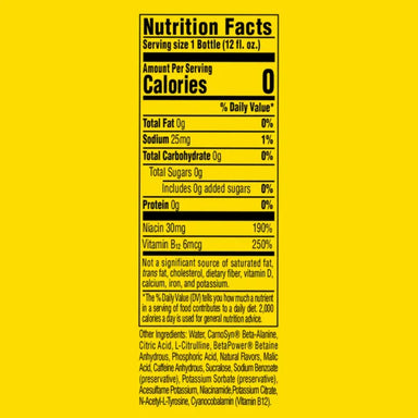Cellucor C4 Energy Drink + Performance Non Carbonated 12 pack Informacion nutricional