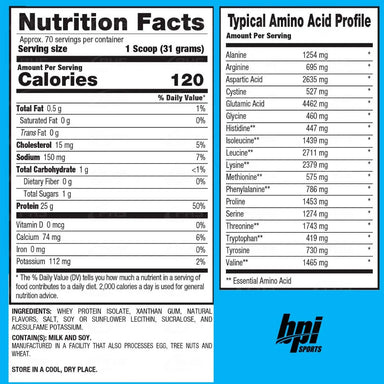 BPI Sports Proteina ISO HD 5 Libras informacion nutricional