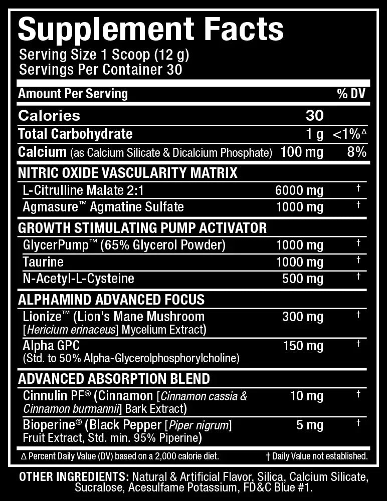 Allmax Impact Pump Pre Entreno 30 Servicios informacion nutricional