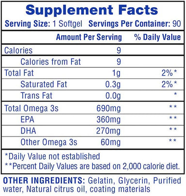 Hi Tech Fish Oil 90 Softgel informacion nutricional