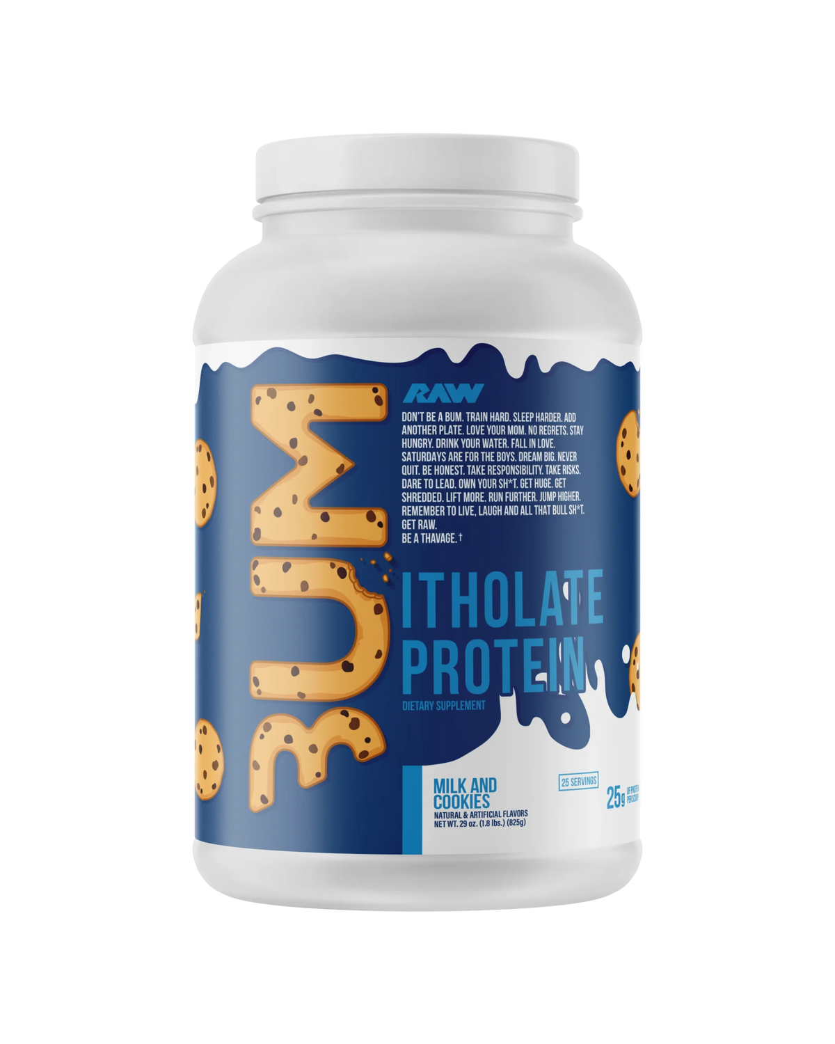 Raw Nutrition Proteina Bum Itholate Protein 1.9 Lbs 25 Servicios milk and cookies