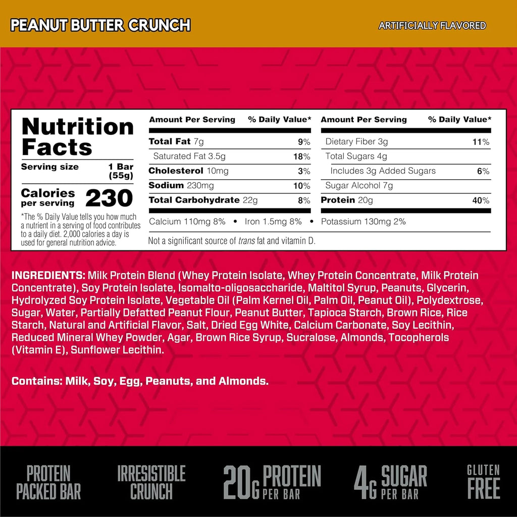 BSN Protein Crisp 12 Barras informacion nutricional