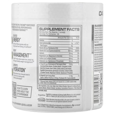 C4 Ripped Sport Artic Snow Cone 30 s Informacion nutricional