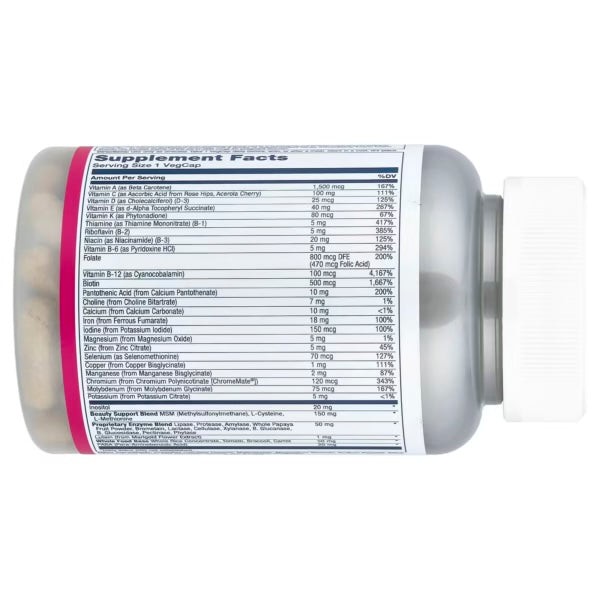 Solaray Multivitamínico Para Mujeres 90 Tabs Informacion nutricional