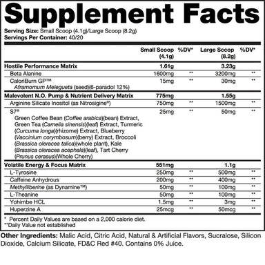 Dragon Pharma Venom Pre Entreno 40 Servicios informacion nutricional
